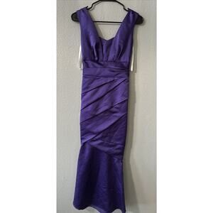 Davids Bridal Size 2 Purple Bridesmaid Evening Formal Mermaid Dress Zip Back